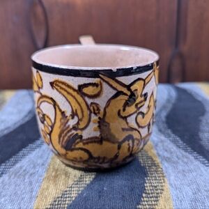 Vintage Mini Painted Ceramic Mexican Floral Mug